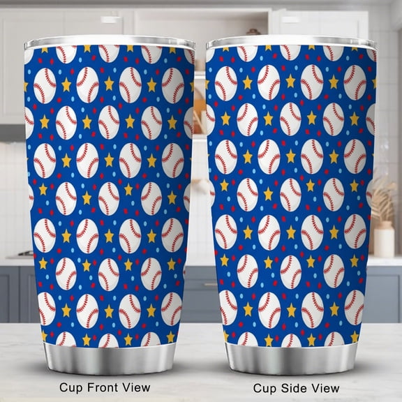 Baseball Tumbler 20oz with Lid Sports Ball Travel Tumbler Coffee Cup for Friend Holiday Birthday Party Favors