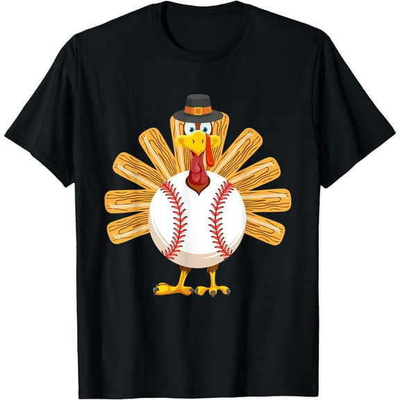 Baseball Turkey Thanksgiving Shirt for Boys Toddlers Kid Mom T-Shirt