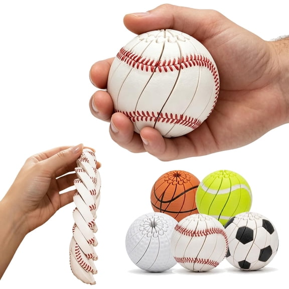 Baseball Twisty Fidget Ball-3D Printed Twisty Baseball Fidget Ball , 3D Printed Twist and Turn Desk Fidget, Relieve Anxiety Fidget Ball Sensory Puzzle (Baseball)