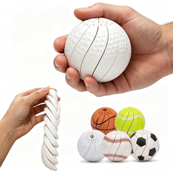 Baseball Twisty Fidget Ball-3D Printed Twisty Baseball Fidget Ball , 3D Printed Twist and Turn Desk Fidget, Relieve Anxiety Fidget Ball Sensory Puzzle (Golf)