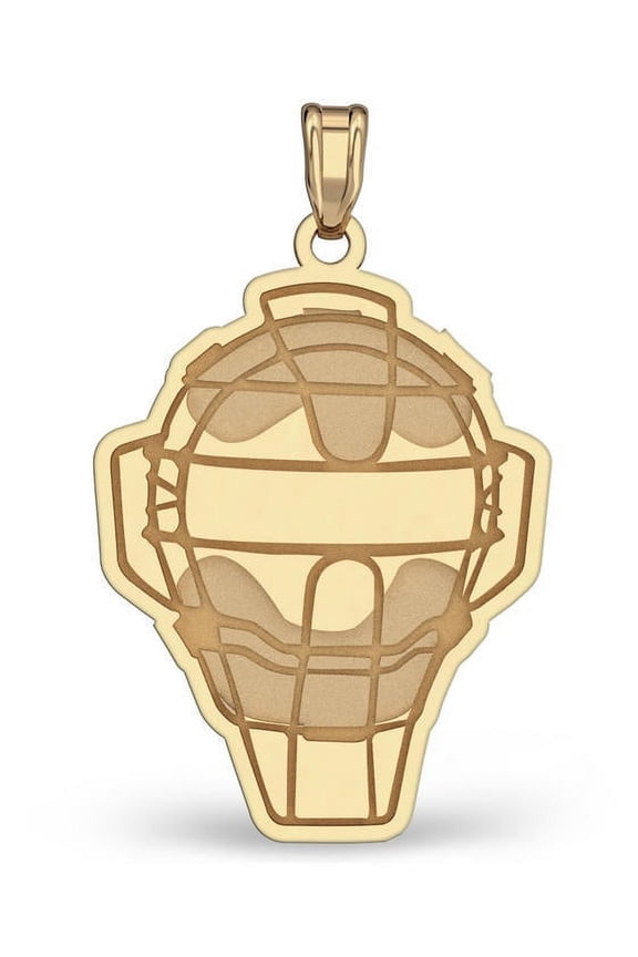Baseball Umpire Helmet Pendant - Solid 14K Yellow Gold 1 Inch X 1-1/4 Inch