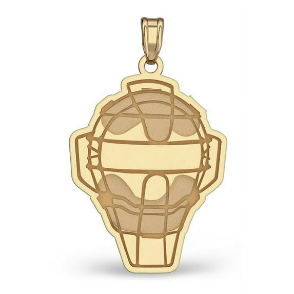 Baseball Umpire Helmet Pendant - Solid 14K Yellow Gold 1 Inch X 1-1/4 Inch