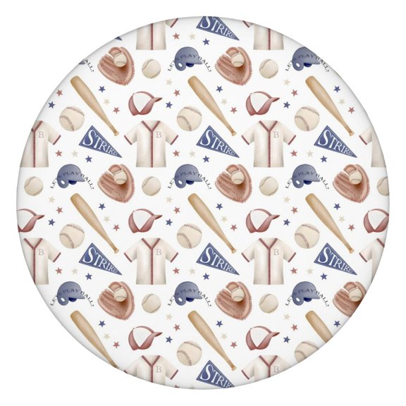 Baseball Uniform Pattern Round Fitted Tablecloth with Elastic Edge,Dining Table Cover Waterproof,Outdoor Round Tablecloth for Camping,Dining,Indoor and Outdoor