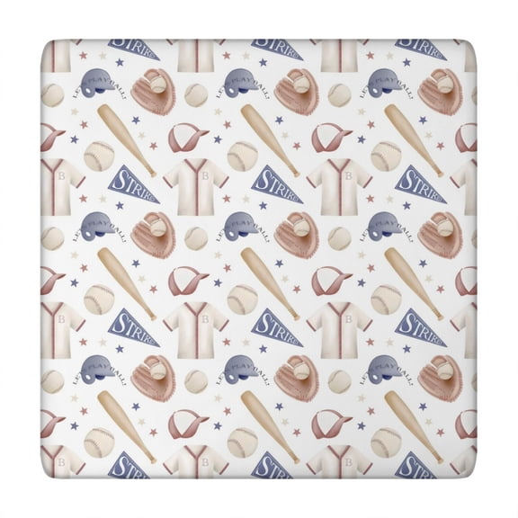 Baseball Uniform Pattern Square Fitted Tablecloth with Elastic Edge,Square Table Cover,Washable Elastic Table Cover for Home Kitchen Party Decor 34"x34"