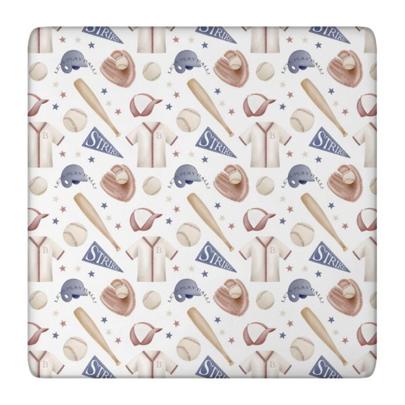 Baseball Uniform Pattern Square Fitted Tablecloth with Elastic Edge,Square Table Cover,Washable Elastic Table Cover for Home Kitchen Party Decor 36"x36"