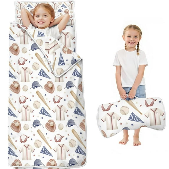 Baseball Uniform Pattern Toddler Nap Mats for Kids Preschool,Sleeping Mat Bag or Kids,Toddler Sleeping Bag,Toddler Nap Mat or Daycare