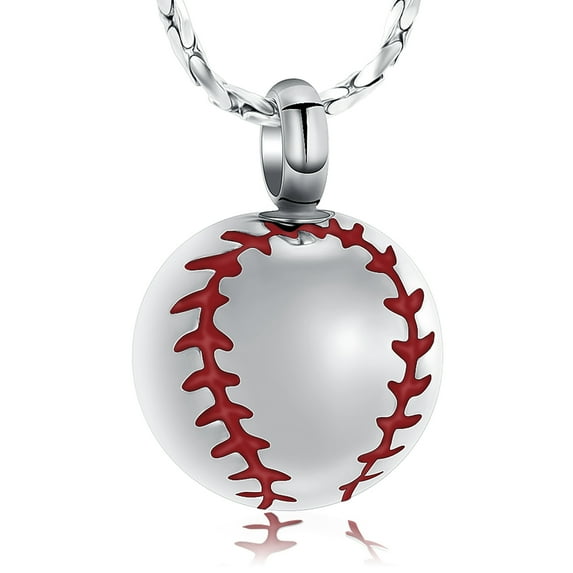 Baseball Urn Necklace for Ash Stainless Steel Cremation Jewelry Memorial Pendant Keepsake for Loved Ones