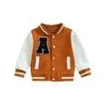 thumbnail image 1 of Baseball Varsity Jacket 12M 18M 24M 3Y 4Y 5Y Kids Toddler Baby Boy Contrast Color Button Down/Zip Up Coat Fall Spring Outerwear, 1 of 10