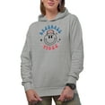 thumbnail image 1 of Baseball Vibes with a Retro Smiling Face Art Merch Gift, Heather Grey Hooded Sweatshirt or Hoodie, Small, 1 of 5