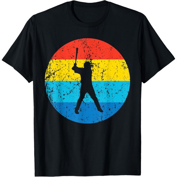 Baseball Vintage Baseball Player Retro 1970's Style Circle T-Shirt men and women can wear, black, white, gifts