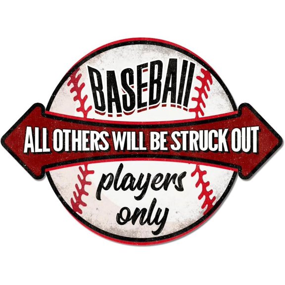 Baseball Vintage Metal Tin Sign All Others Will Be Struck Out Baseball Players Only Retro Plaque Poster Metal Wall Decorative Tin Signs for Home Club Bar Decoration diy