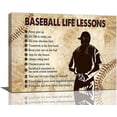 thumbnail image 1 of Baseball Wall Art Boy Men Room Baseball Life Lessons Quotes Wall Decor Baseball Poster Rustic Picture Canvas Prints Framed Modern Artwork for Home Living Room Bedroom Gym Playroom 16"x12", 1 of 6