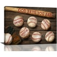 thumbnail image 1 of Baseball Wall Art Sport Baseball Pictures Wall Decor God Says You Are Painting Canvas Prints Framed Modern Artwork For Living Room Bedroom Bathroom 12"X16", 1 of 6