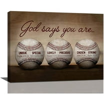 Baseball Wall Art Sports Pictures Wall Decor Baseball Motivational Quotes Canvas Prints Painting Framed Artwork for Bedroom Boy''s Room 16"x12"