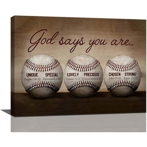 Baseball Wall Art Sports Pictures Wall Decor Baseball Motivational Quotes Canvas Prints Painting Framed Artwork for Bedroom Boy''s Room 16"x12"