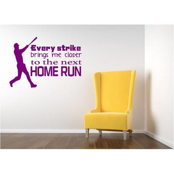 Baseball Wall Lettering - Home Run Quote Vinyl Wall Decal - Boy's Bedroom Decor - 20"x15"