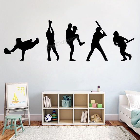 Baseball Wall decal Pitcher Glove Baseball cap Rounders Hardball Sport Baseball player Wall Sticker Vinyl Decal Room Decor 175x57cm