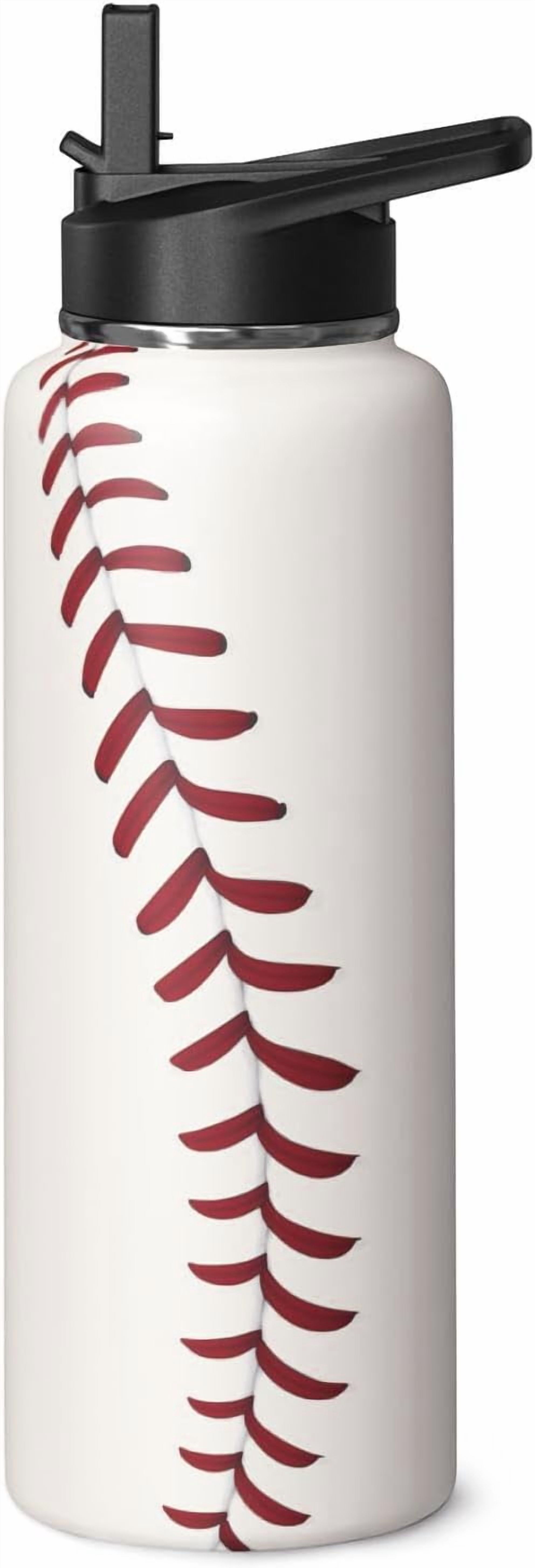 40oz Baseball Insulated Water Bottle - Double Wall Vacuum Stainless Steel Sports Drinkware, Gift for Baseball Players, Fans, Coaches - Men, Women, Boys, Girls