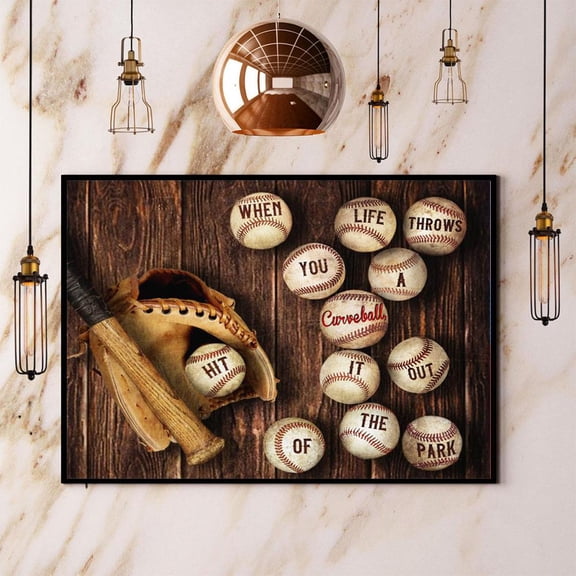 Baseball When Life Throws You A Curve Ball Paper Poster No Frame Matte Wall Art Decor 24 x 36 Inch Poster