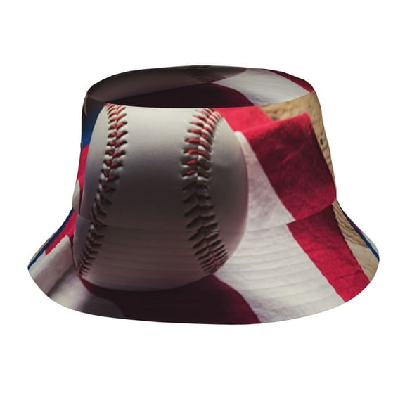 Baseball With American Flag Bucket Hat for Men Women Fisherman Outdoor Summer Travel Hiking Caps