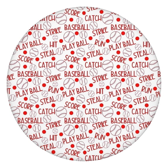 Baseball Word Pattern Round Fitted Tablecloth with Elastic Edge,Dining Table Cover Waterproof,Outdoor Round Tablecloth for Camping,Dining,Indoor and Outdoor