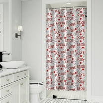 Baseball Word Pattern Shower Curtain 36"x72" ,Bathroom Decorative Shower Curtains Set with 12 Hooks,Modern Waterproof Washable Shower Curtain