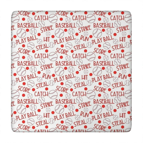 Baseball Word Pattern Square Fitted Tablecloth with Elastic Edge,Square Table Cover,Washable Elastic Table Cover for Home Kitchen Party Decor 34"x34"