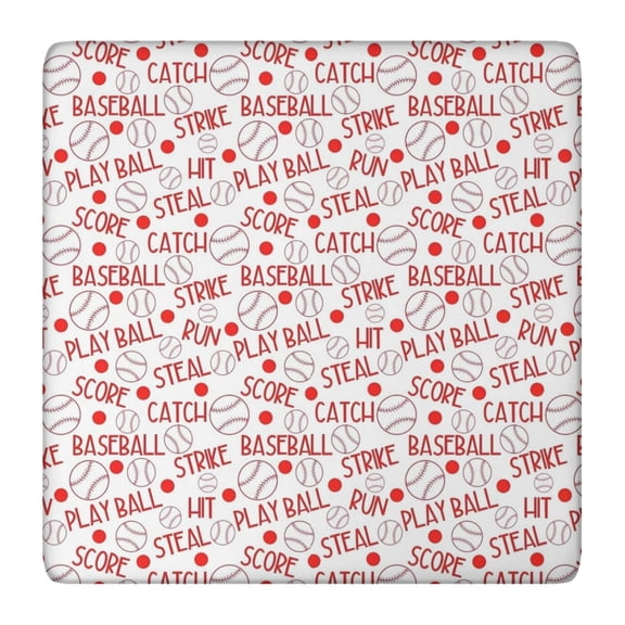 Baseball Word Pattern Square Fitted Tablecloth with Elastic Edge,Square Table Cover,Washable Elastic Table Cover for Home Kitchen Party Decor 36"x36"