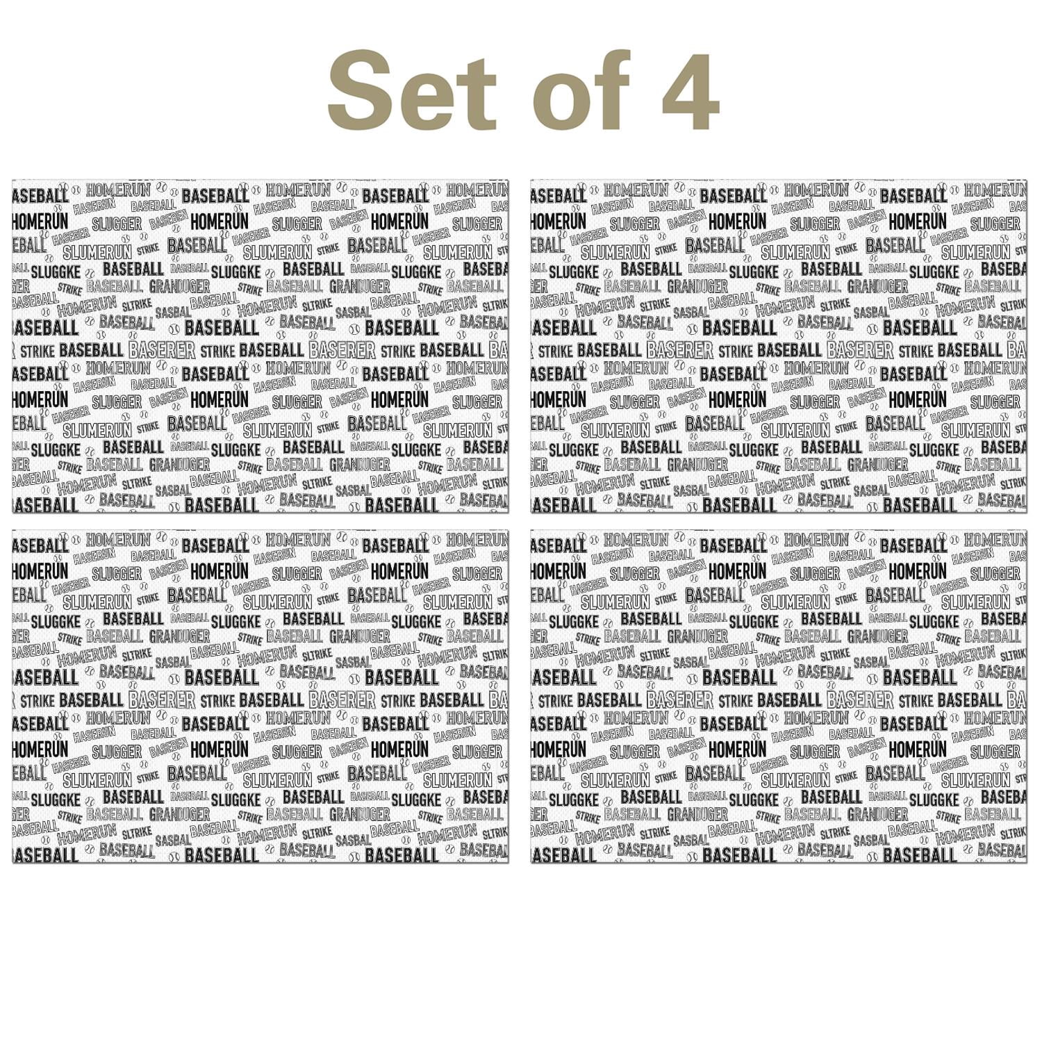 Baseball Words and Icons White Linen-look Placemats Set Of 4 ...