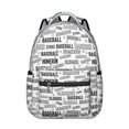 thumbnail image 1 of Baseball Words and Icons White Backpack for School, Cute School Bag with Adjustable Shoulder Straps and Padded Back, 15.3"x11"x7.1", 1 of 5