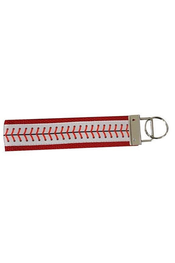 Baseball Wrislet Keychain- Red -