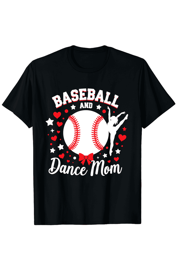 Baseball and Dance Mom Graphic T-Shirt Retro Sports Mother's Day Gift Cute Athletic Support Tee