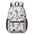 thumbnail image 1 of Baseball and Glove White Pattern 17" School Backpacks for Teens,Waterproof Oxford Fabric,S-Shape Padded Straps for School,Travel,Hiking,Camping, 1 of 6