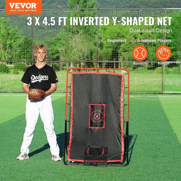 Baseball and Softball Rebounder Net - 3X4.5FT(upgraded 2IN1) for Training, Catching, Throwing, Grounders, Pop Flies