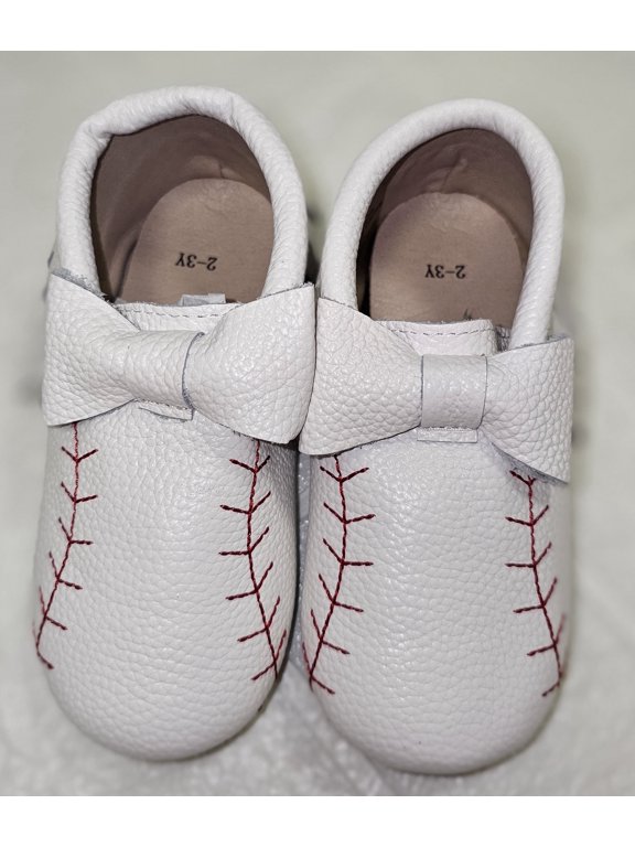 Baseball bow moccasin girls NEEDS CHANGED
