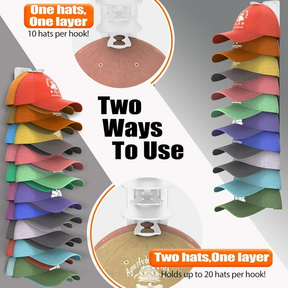 Baseball cap storage box, can hold 40 caps, wall-mounted with double-layer hat rack