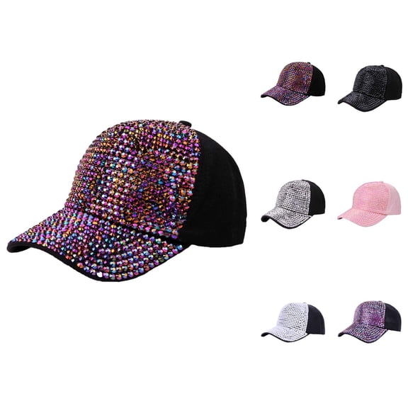 Baseball cap women rhinestone sun hat â Embellished baseball hat for women, hats for women cap for summer outings, adjustable dad hat style breathable sun protection accessory