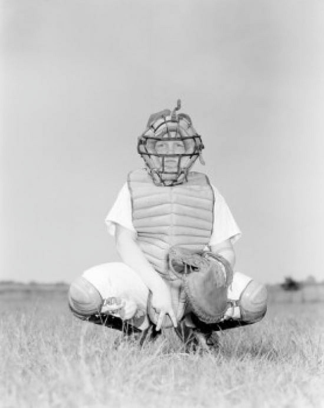 Baseball catcher waiting for ball Canvas Art - (18 x 24)