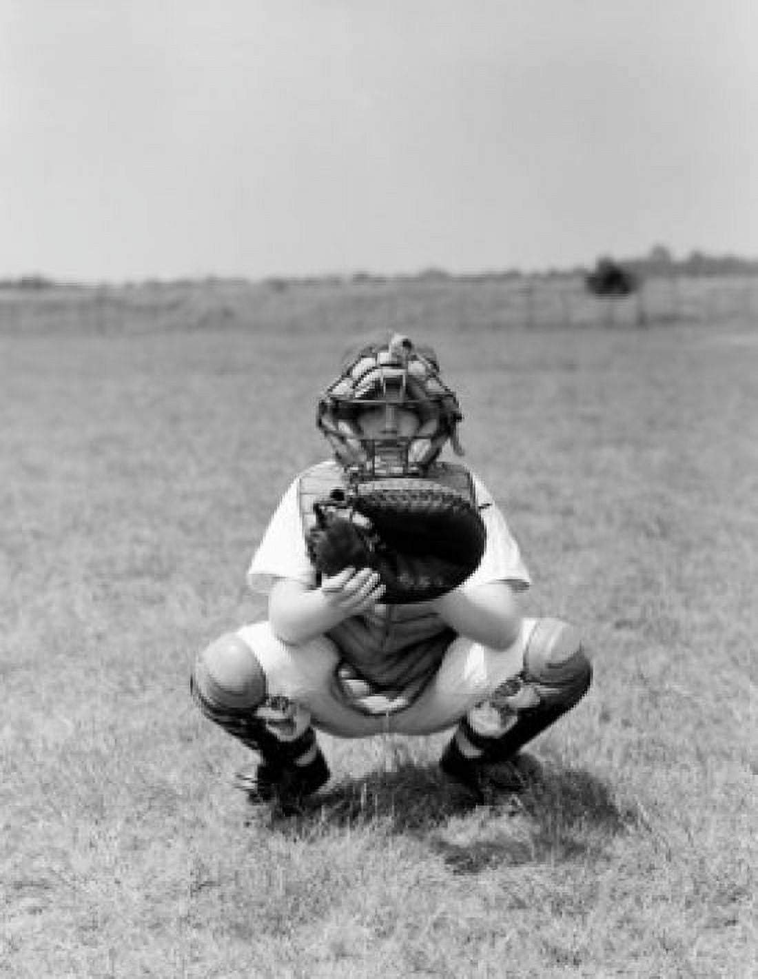 Baseball catcher waiting for ball Canvas Art - (18 x 24)