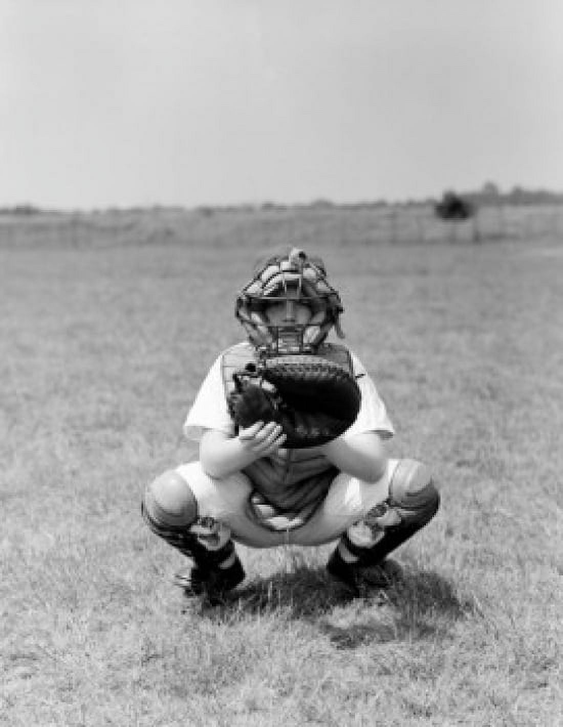 Baseball catcher waiting for ball Canvas Art - (24 x 36)