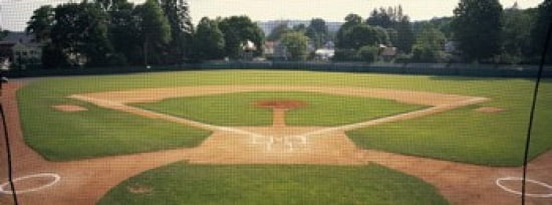 Baseball diamond looked through the net Doubleday Field Cooperstown Venango County Pennsylvania USA Canvas Art - Panoramic Images (18 x 7)