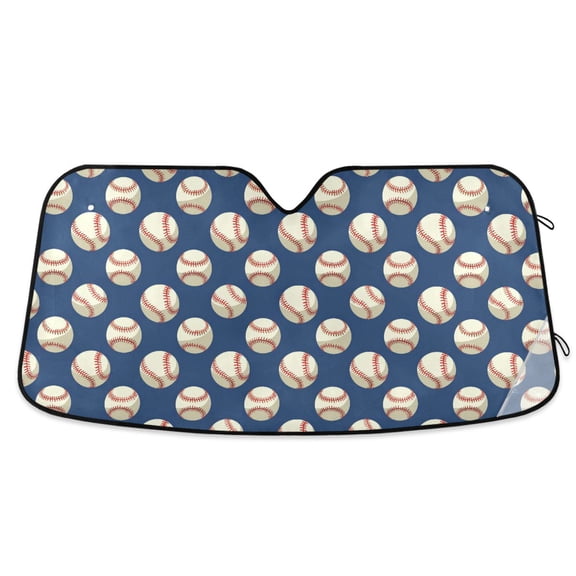 Baseball on Blue Car Windshield Sun Shade Foldable Car Front Window Visor Heat and UV Protection 53x23.5