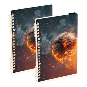 Baseball on Fire Notebook Detachable Coil Notebook Diary Plan Book A5 Size 60 Pages 1 Pack
