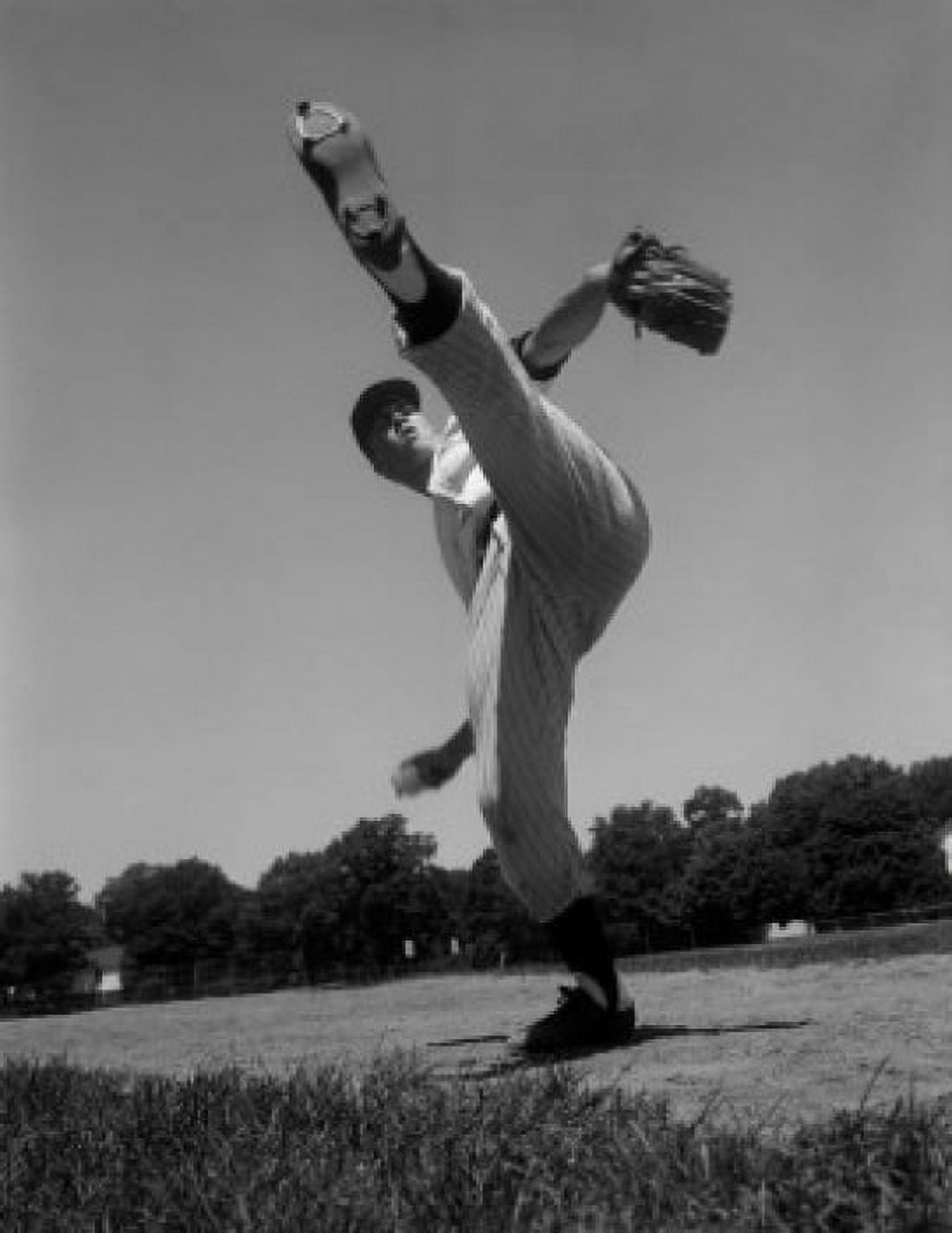 Baseball pitcher standing on one leg Canvas Art - (24 x 36)