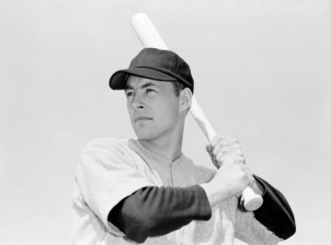 Baseball player holding bat Canvas Art - (18 x 24)