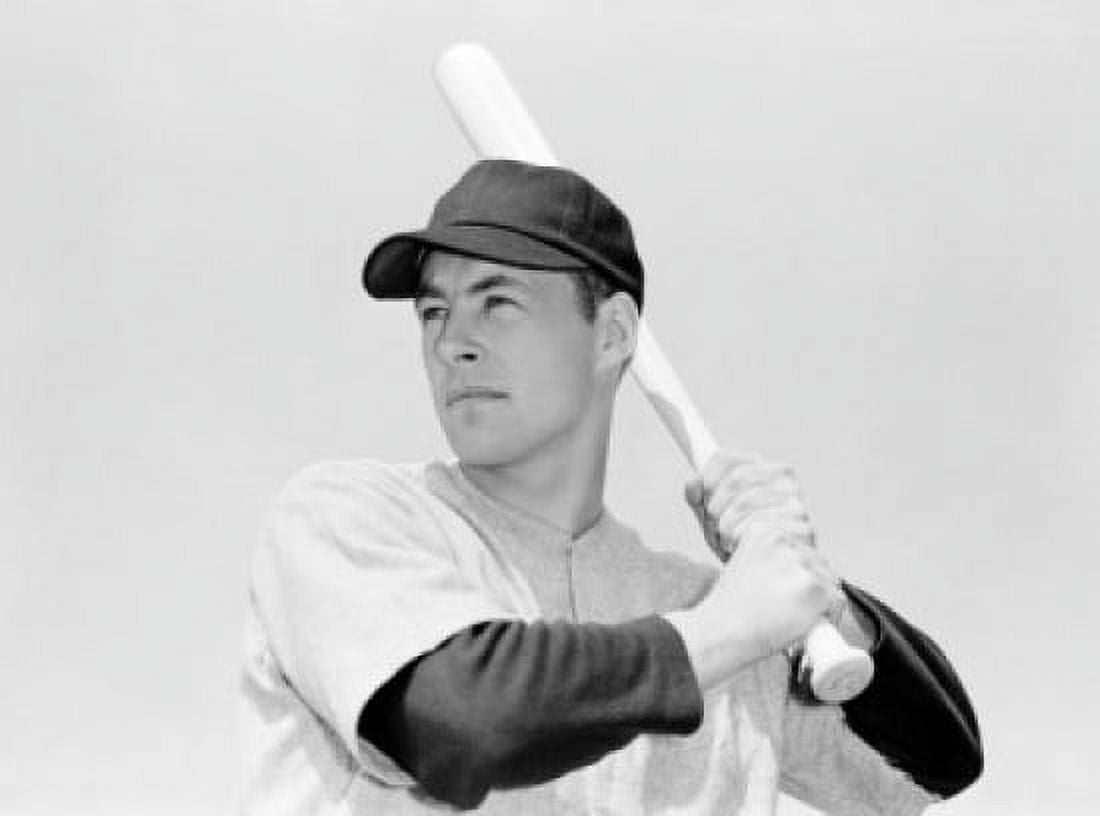 Baseball player holding bat Canvas Art - (24 x 36)