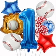 Baseball theme balloon 1st birthday party supplies with Baseball glove Balloon Red Blue star Red Blue confetti balloon Boy shower decoration Birthday party decorations
