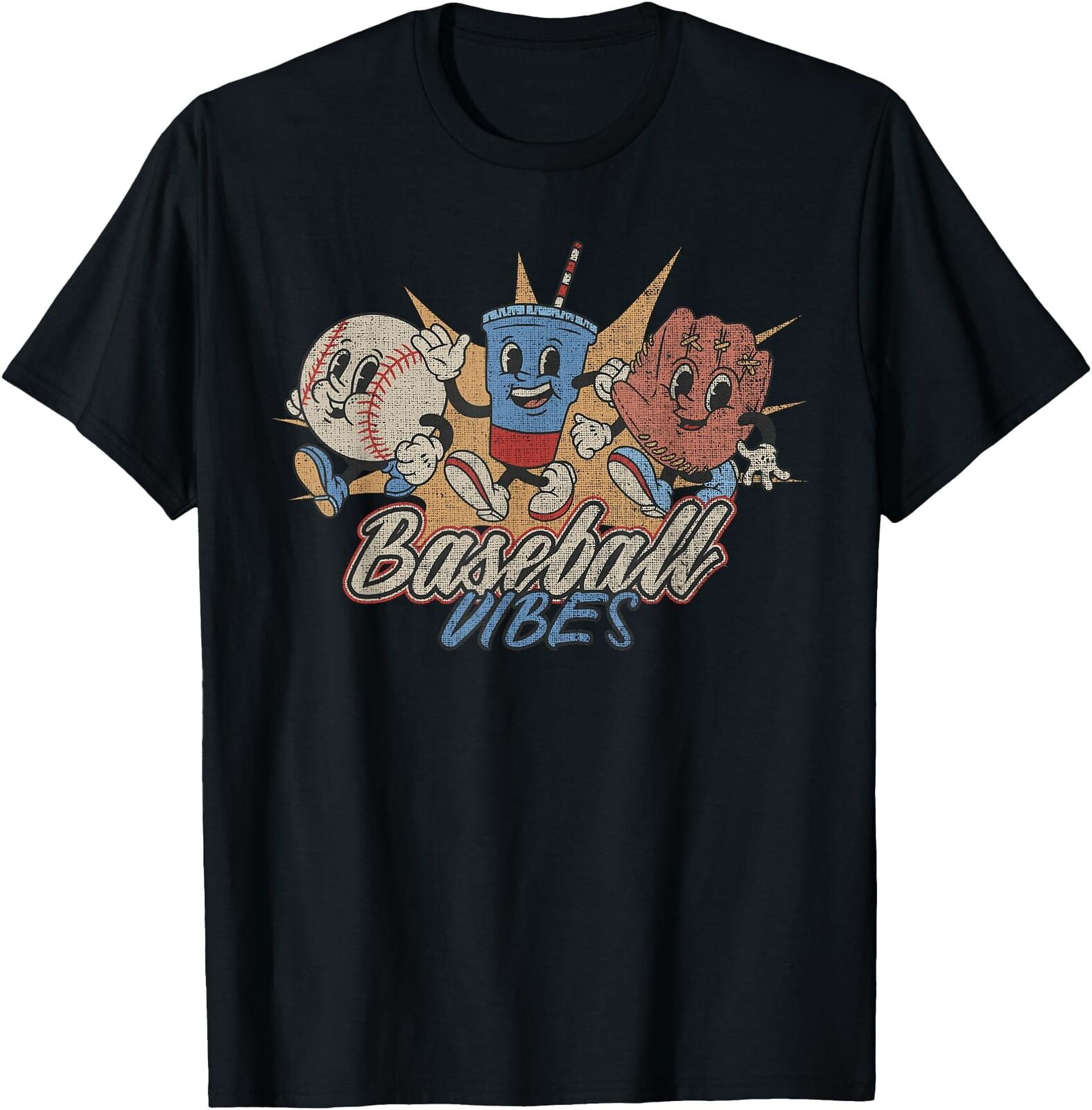 Baseball vibes funny retro Baseball Player T Shirt Men