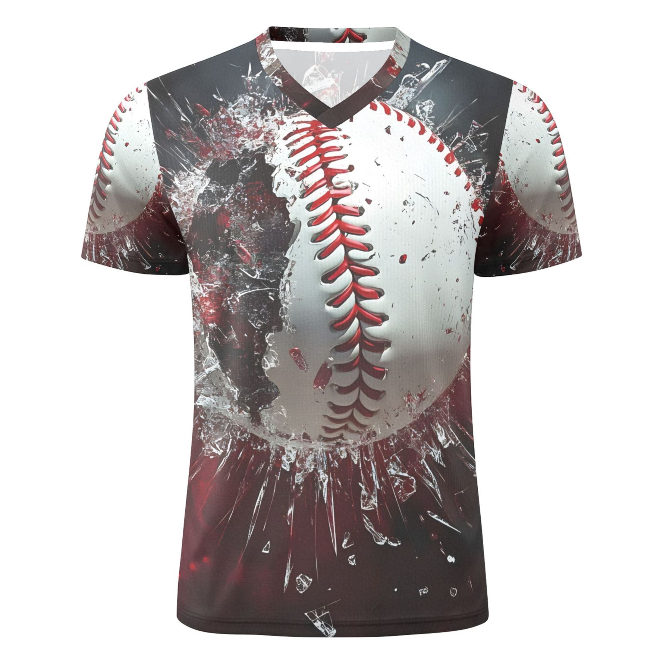Baseball with Broken Glass Men's Sports Jerseys Athletic T-Shirt Football Referee Short Sleeves Shirt XL