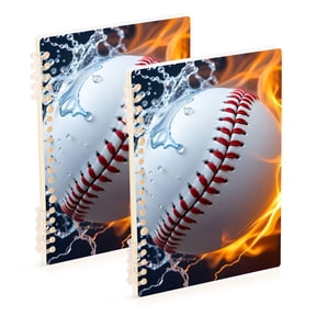 Baseball with Flame Water Notebook Detachable Coil Notebook Diary Plan Book A5 Size 60 Pages 1 Pack